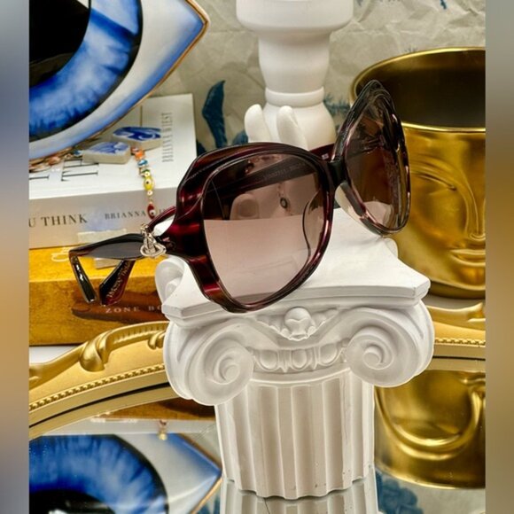 🆕VIVIENNE WESTWOOD🧿NWOT VW827 Striped Purple Acetate Butterfly Shaped Sunglass - Picture 14 of 16